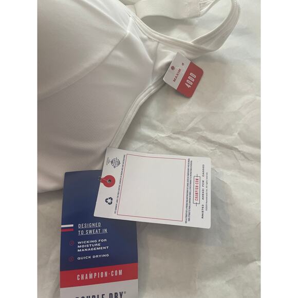 Champion NWT Double Dry Maximum Support Zip Front Sports Bra 40DD White - Picture 3 of 6